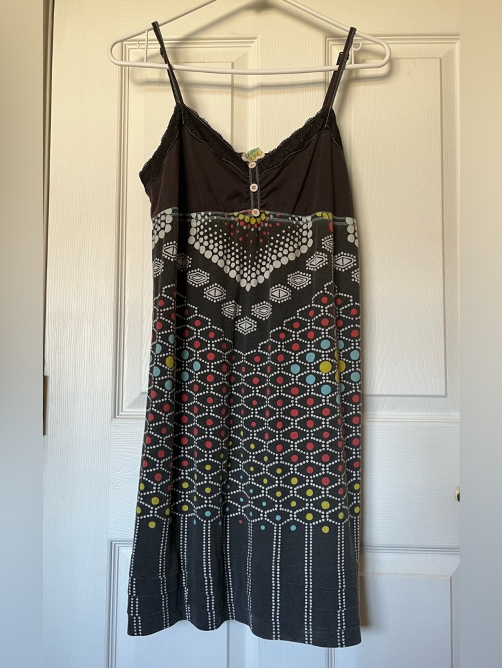 Billabong Grey Midi Dress with Multicolor Dot Print